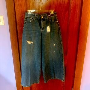 Express jeans, wide leg, ankle high rise